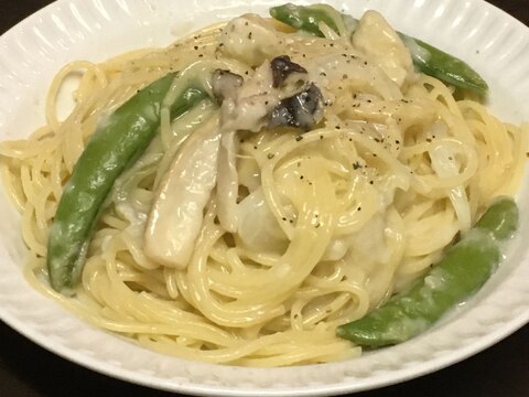 スナップえんどうとエリンギのパスタ♪